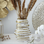 Ваза белая с рельефной поверхностью и золотыми полосами Vase Beehive варинант исполнения - 5 | Loft Concept в Грозном