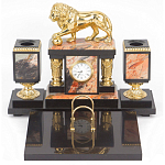 Настольный письменный набор из яшмы и долерита с декором виде льва Manager Organizer варинант исполнения - 1 | Loft Concept в Грозном