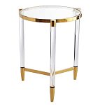 Золотой приставной столик с круглой стеклянной столешницей Weightless Table варинант исполнения - 3 | Loft Concept в Грозном