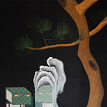 Обои ручная роспись The Art of Learning and Steps for the Flowers by Teo Yang Original colourway on Pitch dyed silk варинант исполнения - 2 | Loft Concept в Грозном