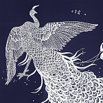 Обои ручная роспись в стиле Арт-деко Whistler Peacocks Special Colourway on Empire Blue dyed silk варинант исполнения - 1 | Loft Concept в Грозном