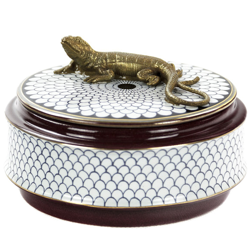 Шкатулка Box Bronze Lizard Белый Бронза Коричневый Шкатулка Box Bronze Lizard Белый Бронза Коричневый в Грозном | Loft Concept