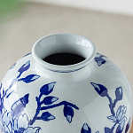 Ваза с бело-синей росписью и изображением цветов Blue & White Ornament варинант исполнения - 3 | Loft Concept в Грозном