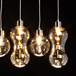 Люстра с 3-мя плафонами волнообразной формы цвета янтарь и 2-мя прозрачными шарообразными плафонами Lucid Rain  варинант исполнения - 5 | Loft Concept в Грозном