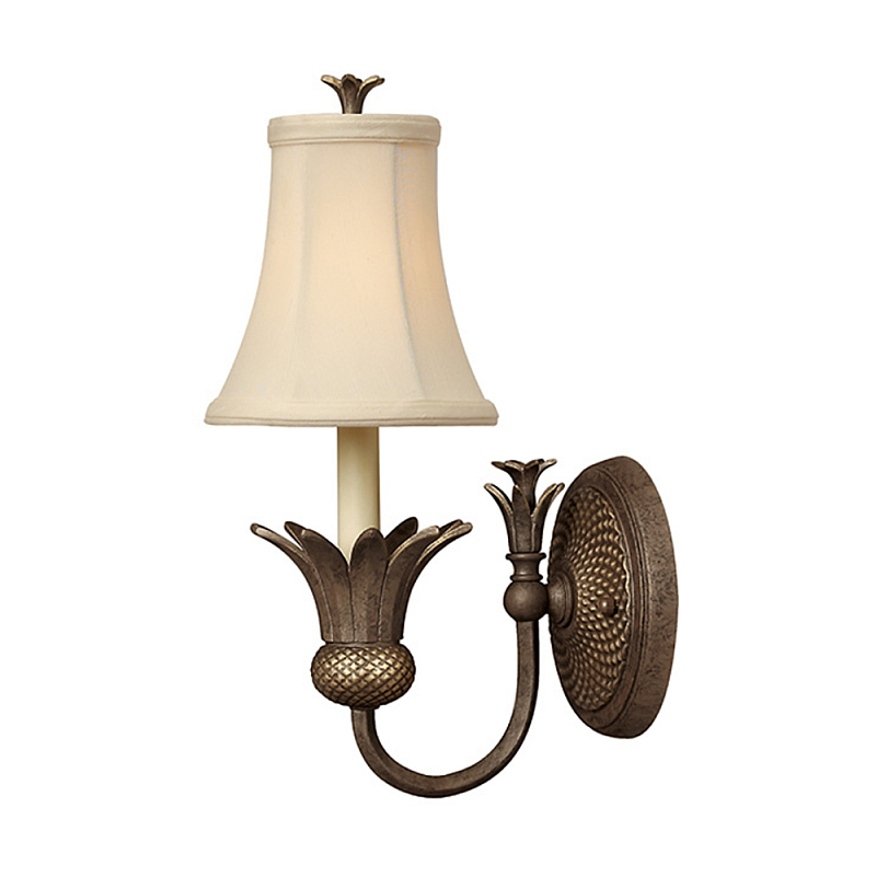 Бра с бежевым тканевым абажуром и декоративной чашей Hinkley Бронза Белый Бежевый Никель в Грозном | Loft Concept 