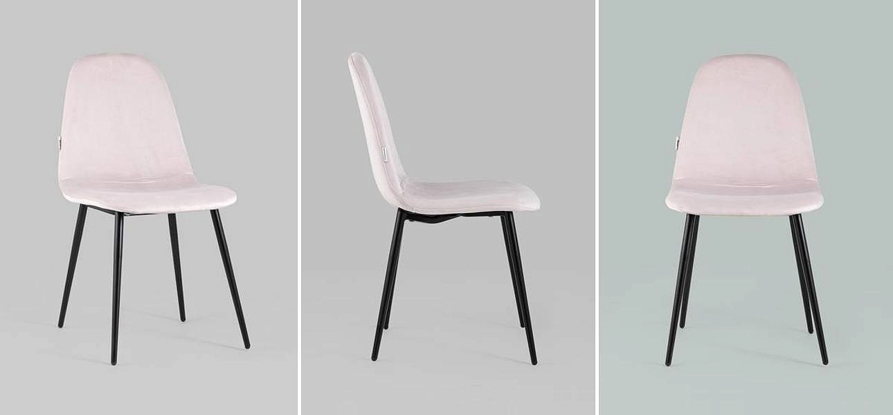 Стул Archie Chair Черные ножки Светло-Розовый Велюр Стул Archie Chair Черные ножки Светло-Розовый Велюр - Loft-Concept в Грозном