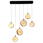 Подвесной светильник с плафонами из рельефного стекла Peony Glass Bronze Six варинант исполнения - 2 | Loft Concept в Грозном