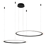 Люстра подвесная светодиодая с двумя черными кольцами Ring Horizontal варинант исполнения - 2 | Loft Concept в Грозном