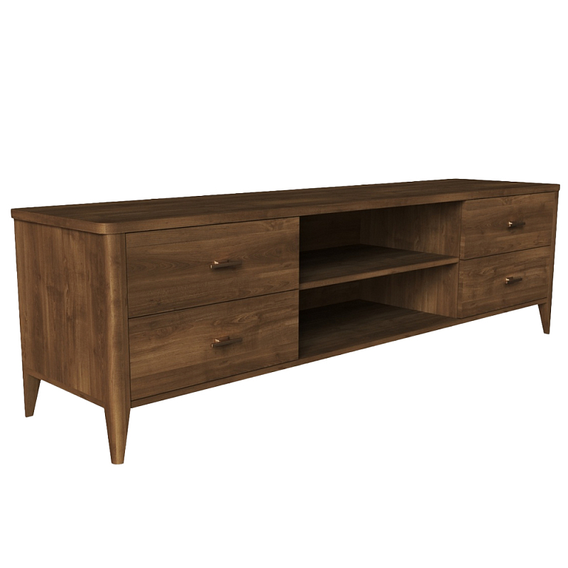 ТВ-тумба с 4-мя ящиками и полками из массива бука Tasteful Furniture Коричневый ТВ-тумба с 4-мя ящиками и полками из массива бука Tasteful Furniture Коричневый в Грозном | Loft Concept