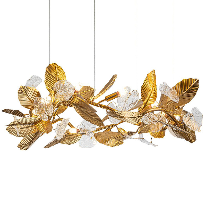 Люстра на ветвистом каркасе с листьями Golden Wreath Золотой Белый Люстра на ветвистом каркасе с листьями Golden Wreath Золотой Белый в Грозном | Loft Concept