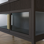 Витрина Primo со стеклянными фасадами и 2 ящиками Темный орех варинант исполнения - 3 | Loft Concept в Грозном