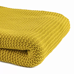 Плед из хлопка жемчужной вязки горчичного цвета Waffle Comfort варинант исполнения - 2 | Loft Concept в Грозном