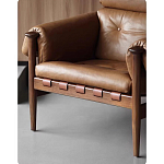 Кресло с деревянным каркасом и обивкой из натуральной кожи Medieval Furniture варинант исполнения - 4 | Loft Concept в Грозном