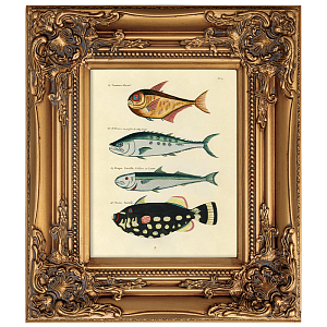 Постер в раме из натурального дерева Fishes 2