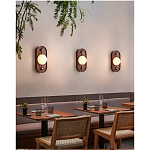 Настенный светильник овальный с деревянным основанием Wood Wall Lamp варинант исполнения - 1 | Loft Concept в Грозном