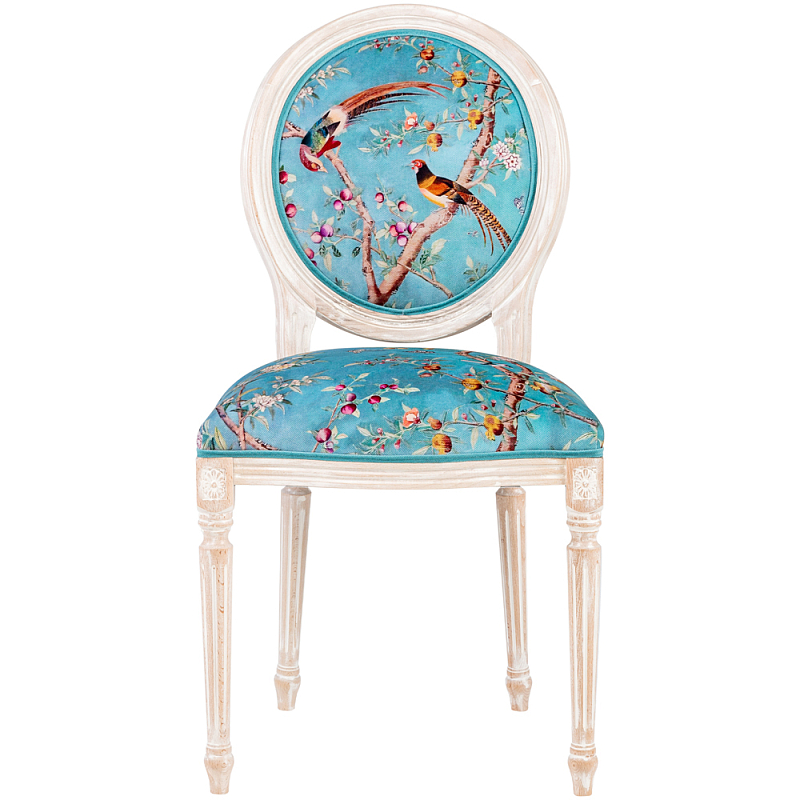 Стул из массива бука бирюзовый с изображением птиц и цветов Turquoise Beige Chinoiserie Peach Garden Chair Бирюзовый Мульти Бежевый Стул из массива бука бирюзовый с изображением птиц и цветов Turquoise Beige Chinoiserie Peach Garden Chair Бирюзовый Мульти Бежевый в Грозном | Loft Concept