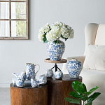 Ваза округлой формы с синим цветочным узором Blue & White Ornament  варинант исполнения - 4 | Loft Concept в Грозном