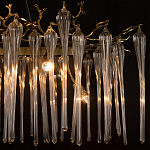 Люстра подвесная прямоугольная с бронзовыми акцентами и прозрачными стеклянными каплями Droplet Chandelier варинант исполнения - 6 | Loft Concept в Грозном