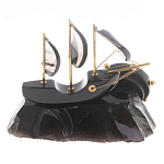 Часы настольные в виде парусника из натурального камня Обсидиан Sailboat Stone Clock варинант исполнения - 6 | Loft Concept в Грозном