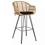 Стул барный с ротанговым плетением Half Bar Chair with Wicker с подлокотниками варинант исполнения - 2 | Loft Concept в Грозном