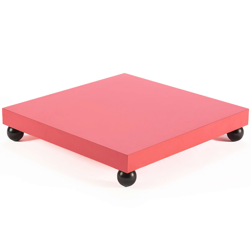 Дизайнерский кофейный стол на круглых ножках Poltronova T02 Pink Coffee Table Розовый Черный Дизайнерский кофейный стол на круглых ножках Poltronova T02 Pink Coffee Table Розовый Черный в Грозном | Loft Concept