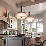 Люстра подвесная с двойным круглым плафоном из органзы и матового стекла Kichler варинант исполнения - 6 | Loft Concept в Грозном