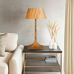 Настольная лампа со скошенным конусовидным абажуром и фигурной ножкой в цвете тик Accord Lighting варинант исполнения - 7 | Loft Concept в Грозном