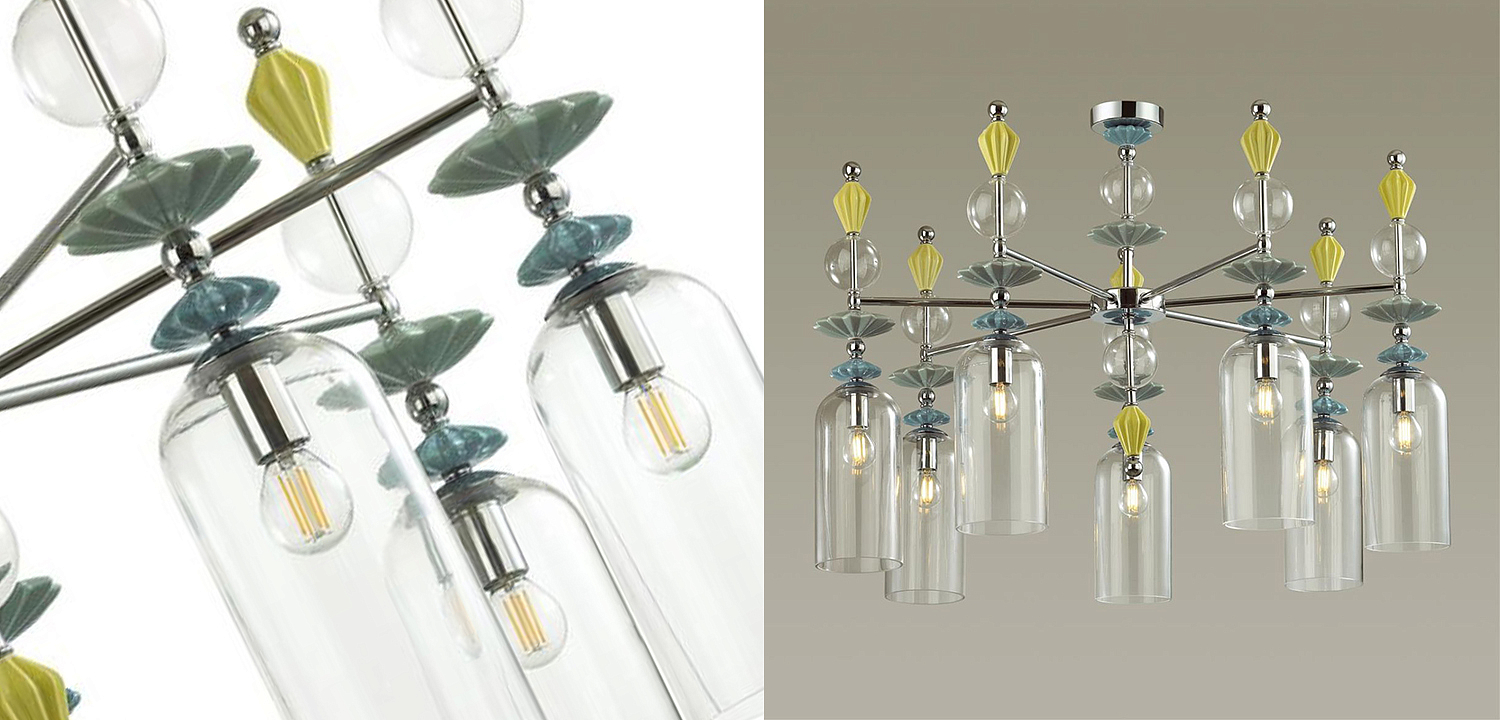 Люстра Iris Glass Chandelier candy 7 chrome Люстра Iris Glass Chandelier candy 7 chrome - Loft-Concept в Грозном