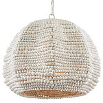 Подвесной светильник в форме купола с декором из круглых деревянных бусин White Wooden Beads Chandelier варинант исполнения - 2 | Loft Concept в Грозном