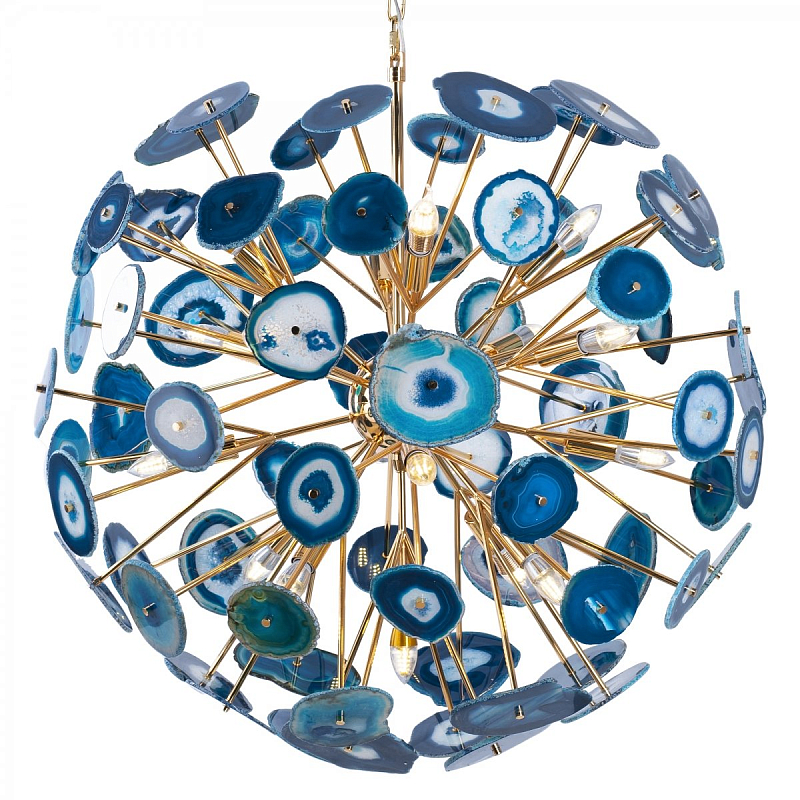 Люстра BRANQUINHO CHANDELIER AGATE blue Золотой Синий Люстра BRANQUINHO CHANDELIER AGATE blue Золотой Синий в Грозном | Loft Concept