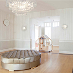 Люстра подвесная круглая с молочными стеклянными подвесками в форме капель Droplet Chandelier варинант исполнения - 4 | Loft Concept в Грозном