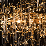 Подвесная люстра в виде ветвей деревьев золотого цвета с прозрачными подвесками-каплями 10 и 14 ламп Droplet Chandelier варинант исполнения - 6 | Loft Concept в Грозном