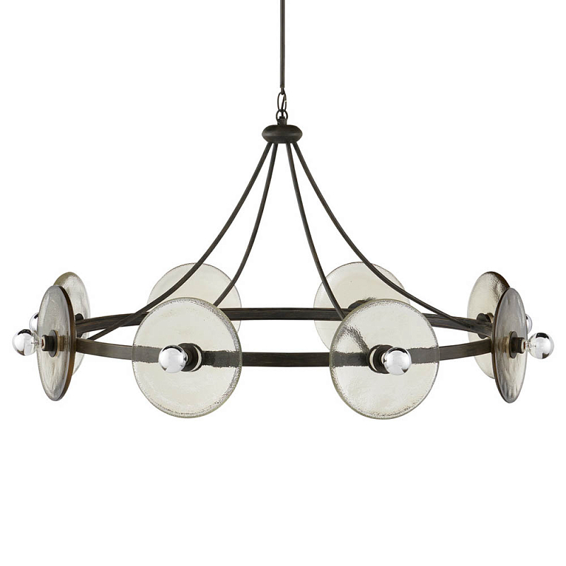 Люстра круглая с литыми стеклянными дисками Olympe Glass Chandelier Черный Прозрачное Стекло Люстра круглая с литыми стеклянными дисками Olympe Glass Chandelier Черный Прозрачное Стекло в Грозном | Loft Concept