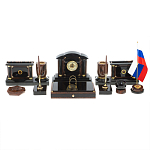 Настольный письменный набор с часами из природного камня обсидиана Peace Contract варинант исполнения - 1 | Loft Concept в Грозном