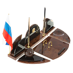 Настольный письменный набор с часами из природного камня обсидиана Oval Office варинант исполнения - 2 | Loft Concept в Грозном