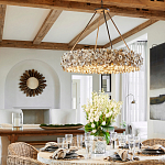 Люстра круглая с абажуром из устричных раковин Sea Ravens варинант исполнения - 4 | Loft Concept в Грозном