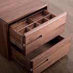 Прикроватный столик деревянный с 2-мя ящиками Moon Walnut Furniture варинант исполнения - 5 | Loft Concept в Грозном
