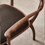 Стул деревянный с мягким сиденьем из коричневой натуральной кожи Moon Walnut Furniture варинант исполнения - 7 | Loft Concept в Грозном