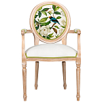 Стул с подлокотниками золотистый из бука с изображением птиц и цветов Blooming Birds варинант исполнения - 1 | Loft Concept в Грозном