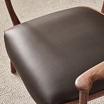 Стул деревянный с мягким сиденьем из коричневой натуральной кожи Moon Walnut Furniture варинант исполнения - 9 | Loft Concept в Грозном