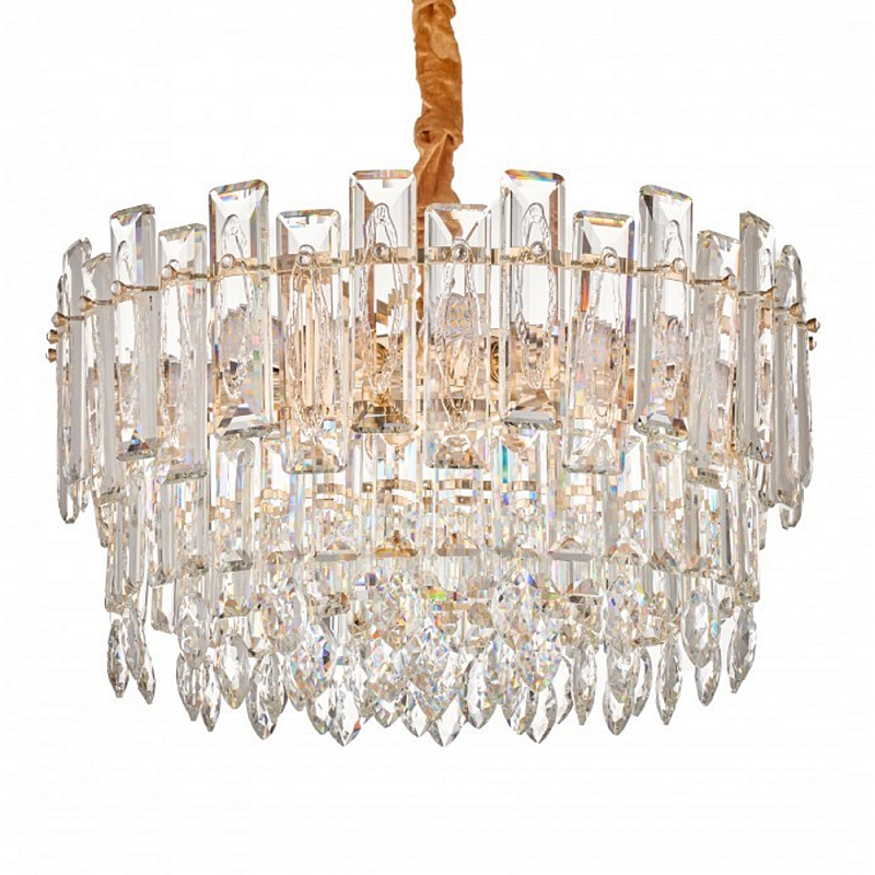 Круглая люстра с хрустальными подвесками на золотистом каркасе Gorgeous Crystal Light Золотой Прозрачный Круглая люстра с хрустальными подвесками на золотистом каркасе Gorgeous Crystal Light Золотой Прозрачный в Грозном | Loft Concept