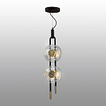 Подвесной светильник с черным основанием и золотистым декором Bruno Duo варинант исполнения - 4 | Loft Concept в Грозном