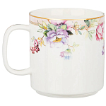 Кружка из фарфора белая с цветочным принтом 400 мл Flower Porcelain Collection варинант исполнения - 1 | Loft Concept в Грозном