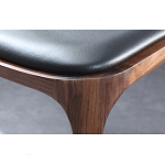 Стул деревянный с мягким сиденьем из черной натуральной кожи Moon Walnut Furniture варинант исполнения - 9 | Loft Concept в Грозном