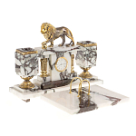 Настольный письменный набор из мрамора с декором в виде льва в подарочной упаковке Marble Accessory варинант исполнения - 2 | Loft Concept в Грозном