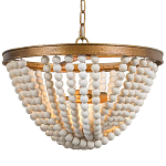 Люстра с подвесками в виде круглых деревянных белых бусин White Wooden Beads Chandelier варинант исполнения - 2 | Loft Concept в Грозном