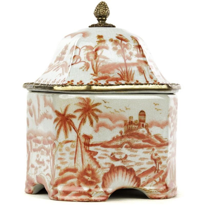 Шкатулка Box Chinoiserie Белый Бронза Коралловый Шкатулка Box Chinoiserie Белый Бронза Коралловый в Грозном | Loft Concept