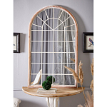 Зеркало-окно настенное в венецианском стиле с деревянной рамой бежевого цвета Venetian Smooth варинант исполнения - 5 | Loft Concept в Грозном