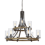 Люстра с цилиндрическим плафонами из толстого волнистого стекла в индустриальном стиле Feiss варинант исполнения - 1 | Loft Concept в Грозном