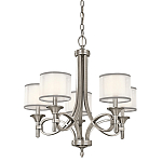 Люстра с белыми тканевыми абажурами в прозрачных стеклянных цилиндрах Kichler варинант исполнения - 6 | Loft Concept в Грозном